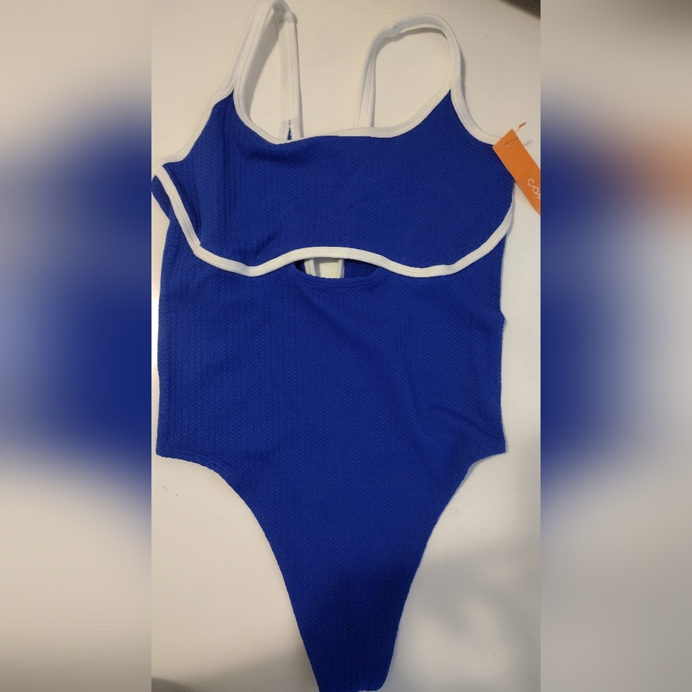🍉3/$20 Colsie blue and white thong one piece swimsuit